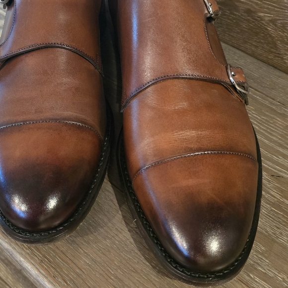 Classic Brown Leather Double Monk Strap Shoes - Picture 4 of 8